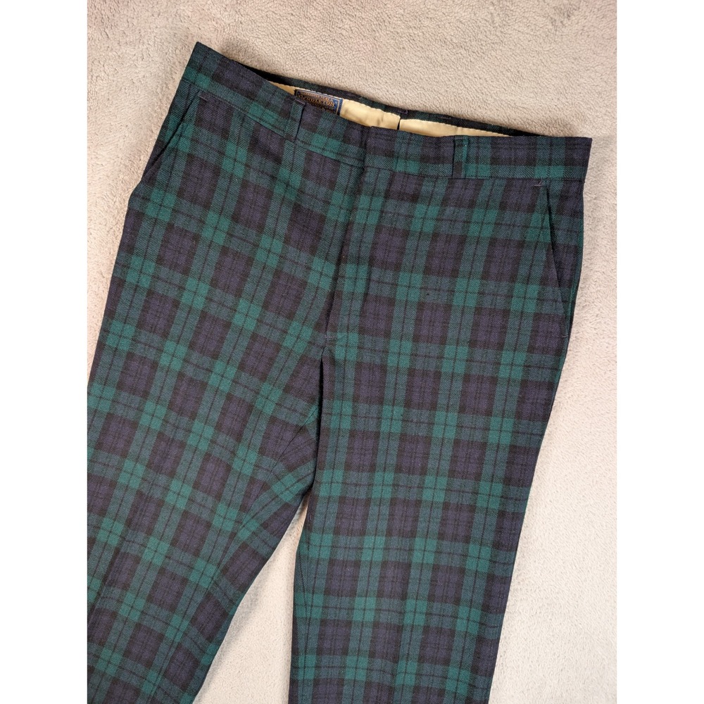 Vintage Pendleton Black Watch Plaid Wool Pants Mens 36x32 Made in USA Tartan